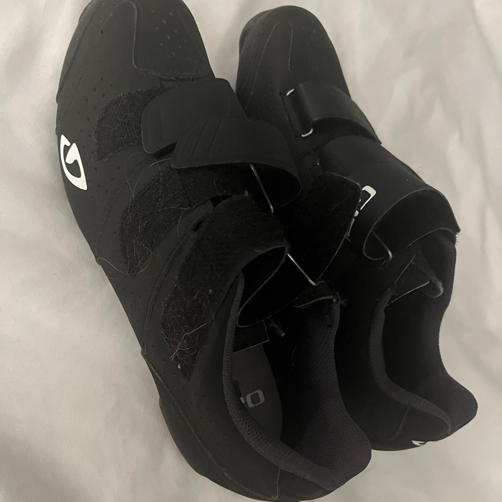 Black Cycling Shoes with Velcro Straps